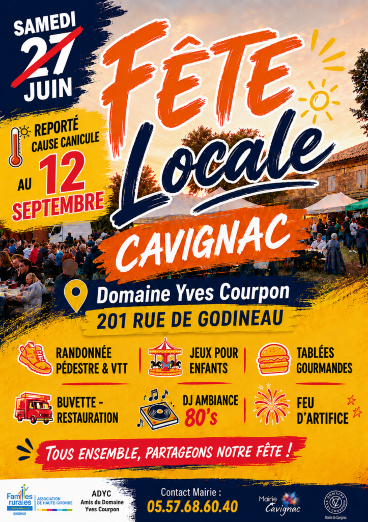 Affiche fête locale Cavignac du 12 Septembre 2026