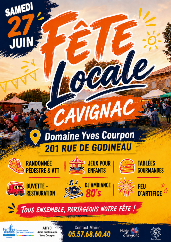 Affiche fête locale Cavignac du 27 juin 2026