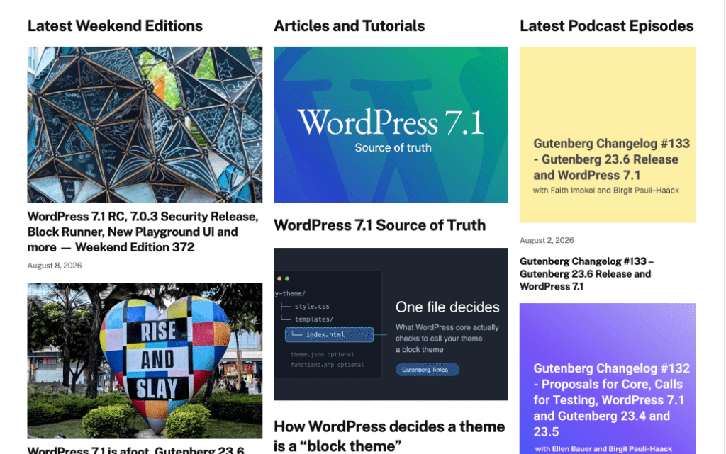 Gutenberg Times: WordPress 7.1 arrives at WordCamp US, Abilities API for developers, and a new theme for Gutenberg Times and more — Weekend Edition #373